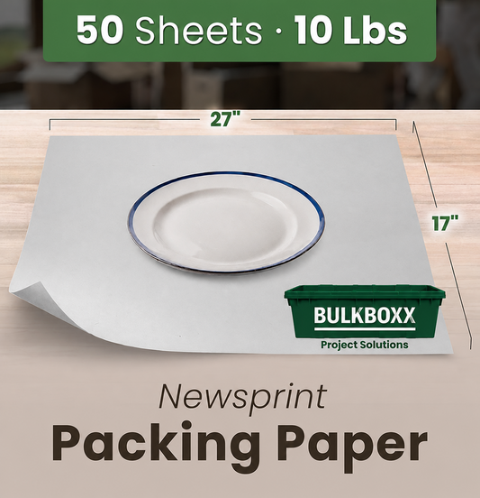 Newsprint Packing Paper 10 lbs, 27" x 17" Gray White (50 sheets)